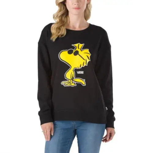 Vans Sweatshirts Women's Black Crew Neck Moderate Regular