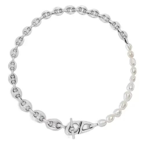DIOR Freshwater Pearl Necklaces Unisex Silver