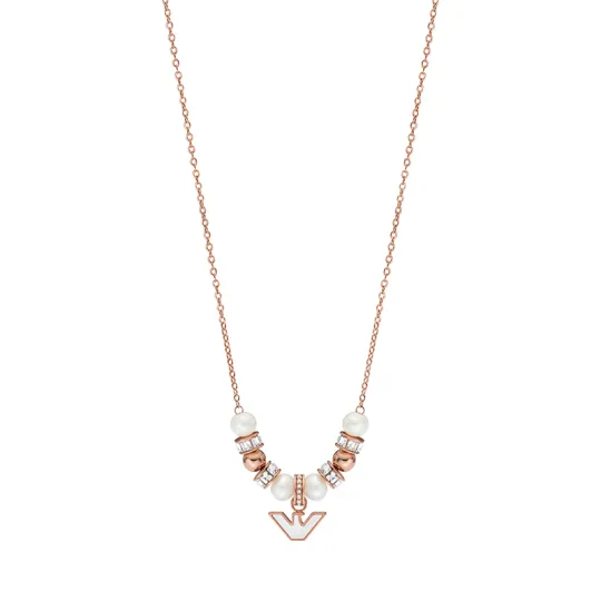 EMPORIO ARMANI Mother Of Pearl Glass Stainless Steel Necklaces Women's Rose Gold