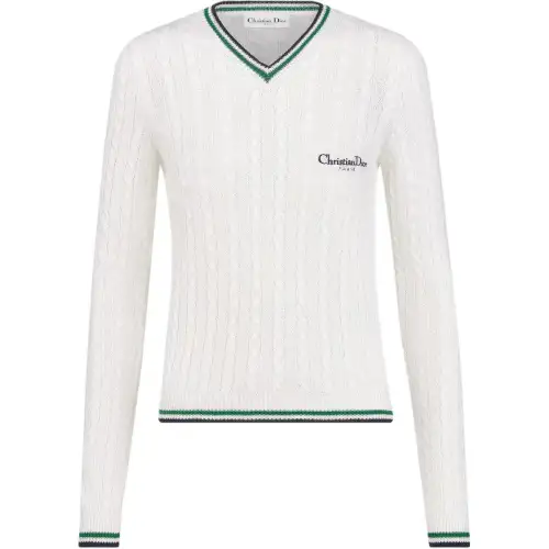 DIOR Knitwear Women's White V Neck Moderate