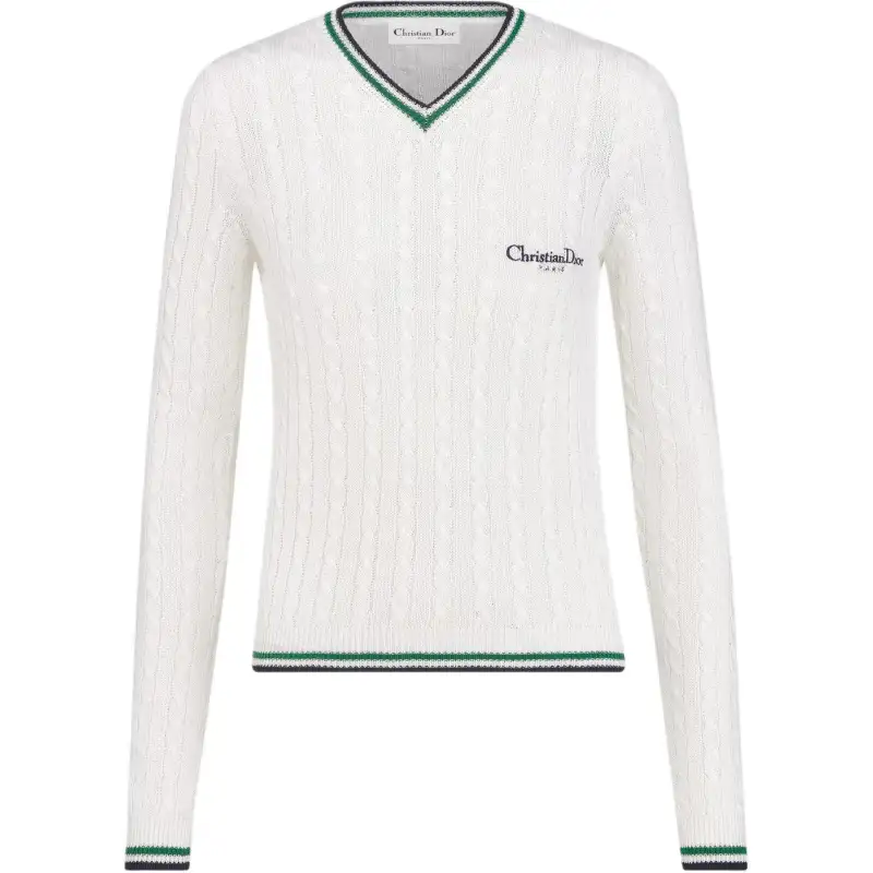 DIOR Knitwear Women's White V Neck Moderate