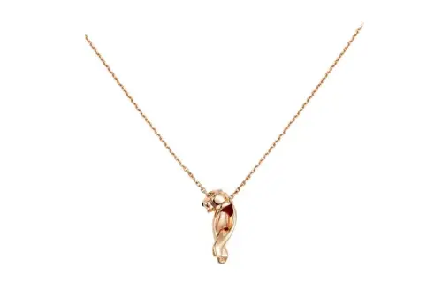 Cartier 2010s Yellow Gold Panthère Onyx And Tsavorite Necklace