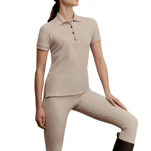 HERMES Double Jeu Polo Shirt Women's Gray