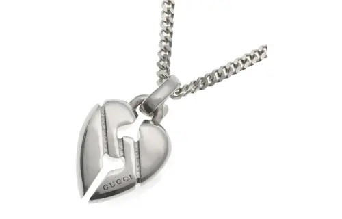 GUCCI Heart 925 Sterling Silver Necklaces Unisex Silver