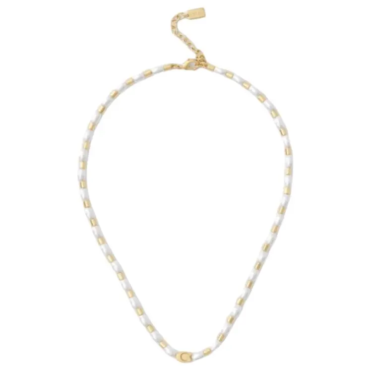 COACH Glass, Copper, Faux Pearl Necklaces Women's Gold