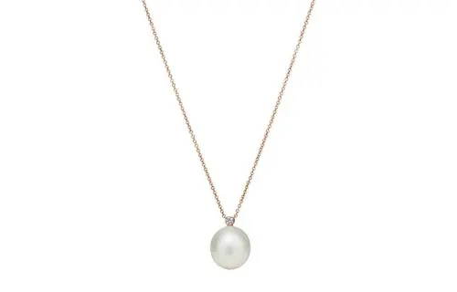 TIFFANY & CO. Pearl Pendant 18K Rose Gold, Diamond Necklaces Women's