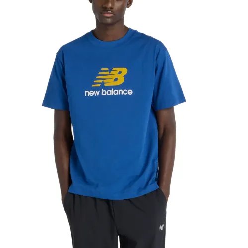 New Balance T Shirts Men's Blue Crew Neck Moderate Straight Fit