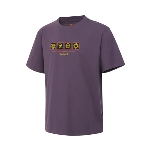 Timberland T Shirts Men's Purple Crew Neck Moderate Straight Fit