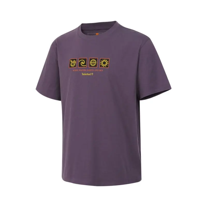 Timberland T Shirts Men's Purple Crew Neck Moderate Straight Fit