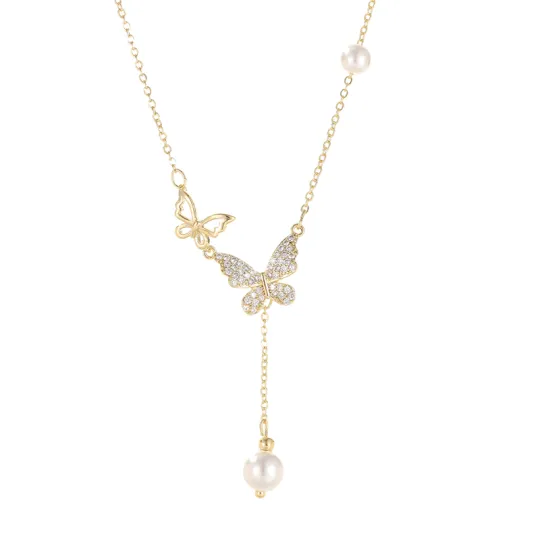 ONEKISS Faux Pearl Synthetic Cubic Zirconia Necklaces Women's
