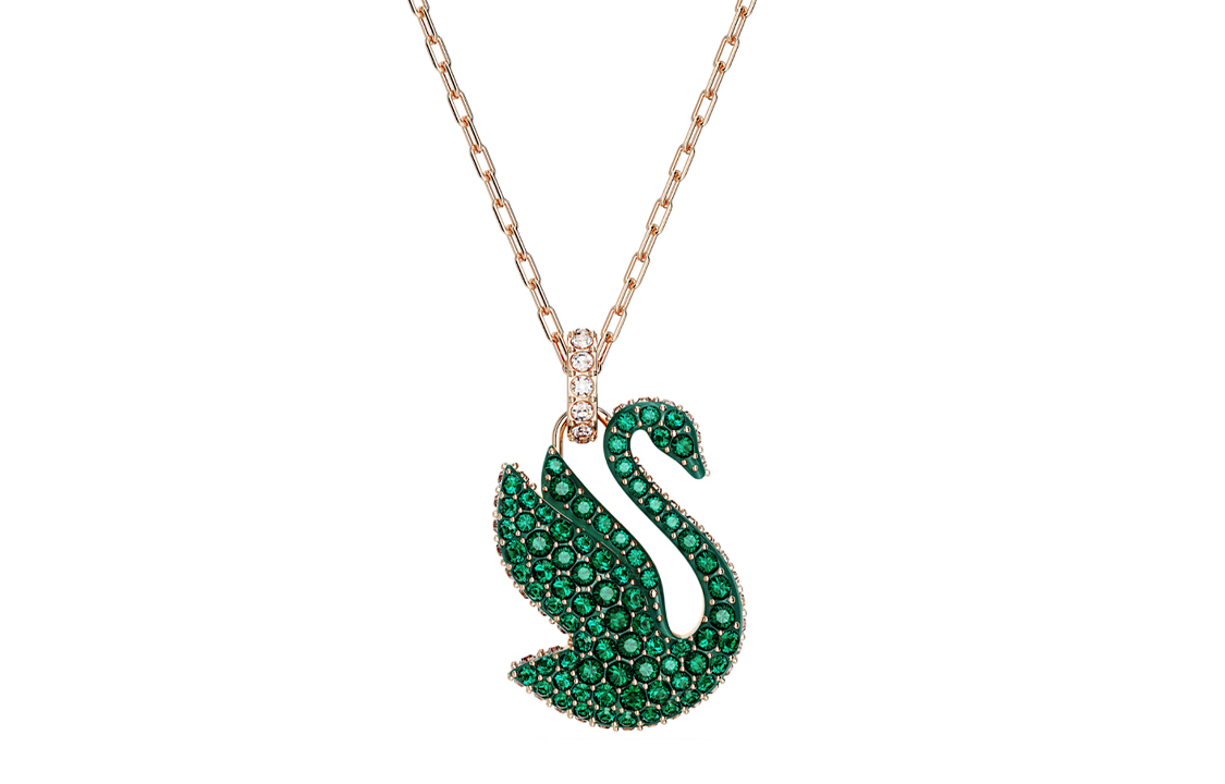 Женская подвеска Swarovski Swan (зеленая)