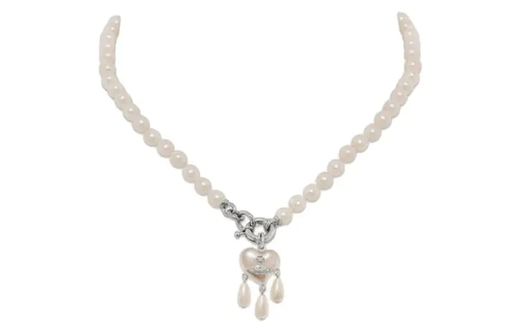 Vivienne Westwood Recycled Brass, Glass Pearl Necklaces Unisex Silver