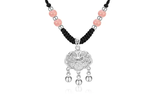 KING TAI SANG Agate Strawberry Quartz 999 Fine Silver Necklaces Women's