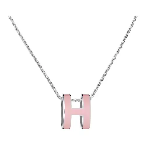 HERMES POP H Enamel Alloy Necklaces Women's Silver Chain