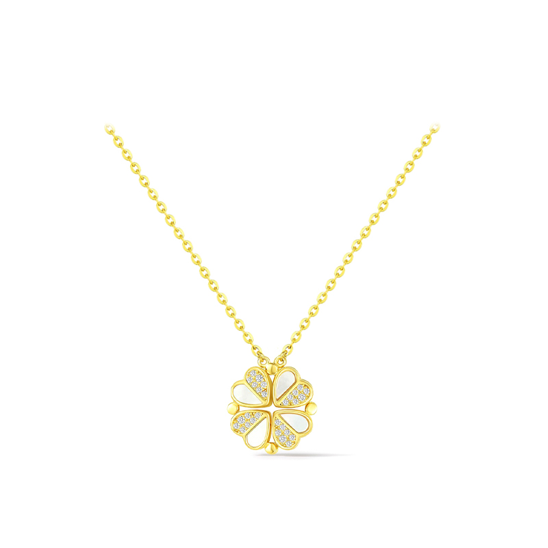 Golden silver bracelet for St. Valentine's Day, minimalistic brand design universal gift box for friend, chain for key bag , four-leaf clover, double wear, light luxury style, simple and elegant design, silver 925 sample