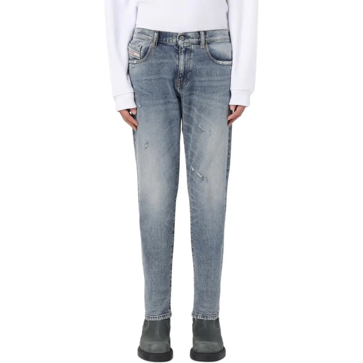 DIESEL 2019 D Strukt Distressed Denim Jeans