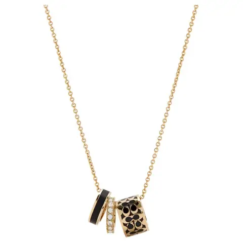 COACH Glass Brass Enamel Necklaces Women's Black