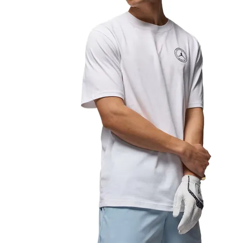 Jordan Dri FIT T Shirts Men's White Crew Neck Moderate Straight Fit