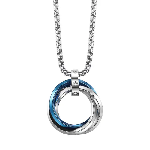Kelanxi Zirconium Titanium Steel Necklaces Unisex Blue/Black/Gold/Silver