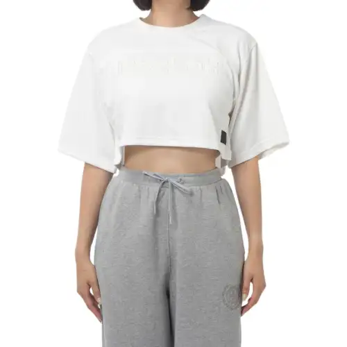 Reebok T Shirts Women's White Crew Neck Moderate Straight Fit
