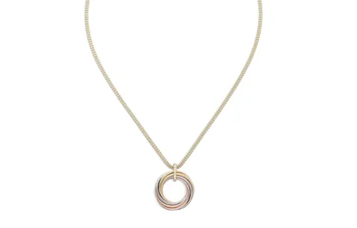 CARTIER Trinity Series 18K Gold Diamond Necklaces Unisex Multicolor