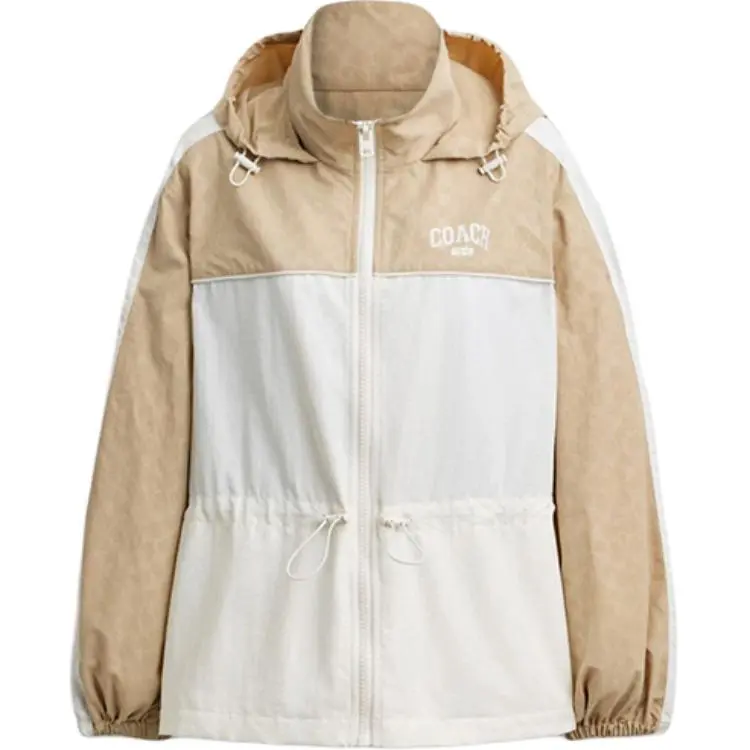 COACH Jackets Women's Chalk Multicolor Hooded (Non-detachable) Moderate Nipped-in Waist
