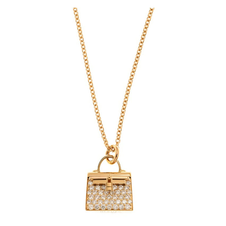 HERMES Amulettes Kelly Necklaces Women's Gold