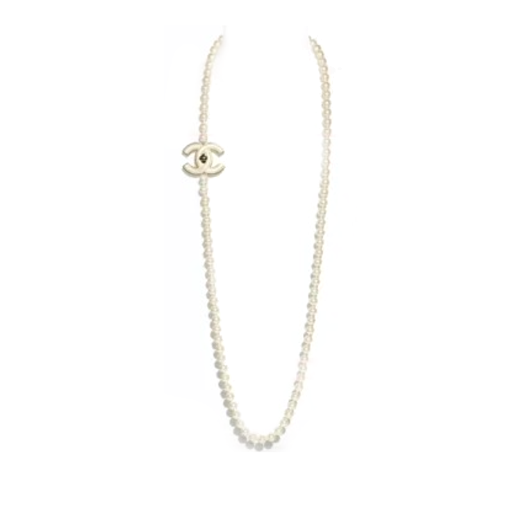 CHANEL 24A Metal, Glass Pearl, Crystal Necklaces Women's Gold