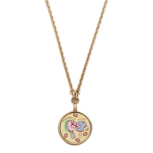 HERMES Enamel Gold plated Necklaces Women's Gold
