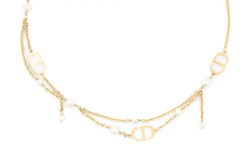 DIOR Resin Metal Necklaces Women's Gold