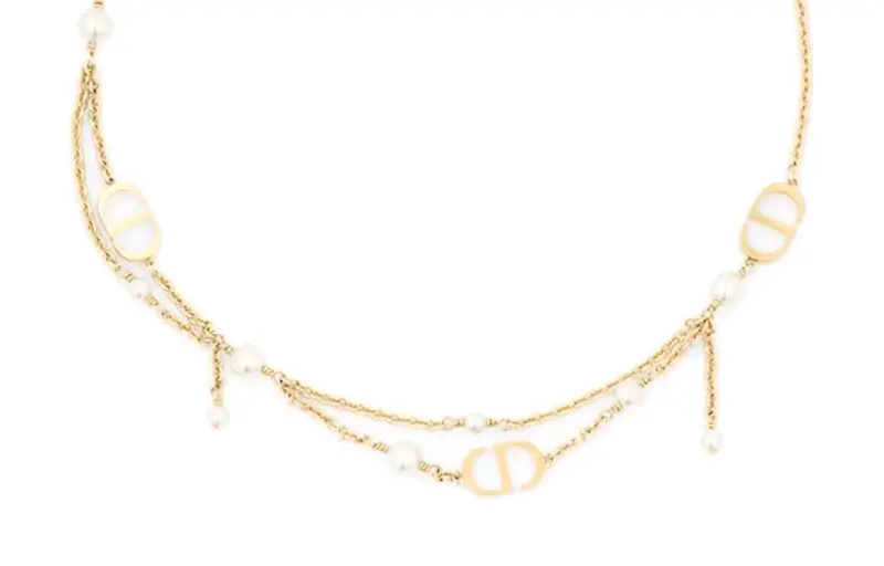 DIOR Resin Metal Necklaces Women's Gold