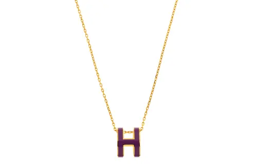 HERMES POP H Metal Necklaces Women's Purple