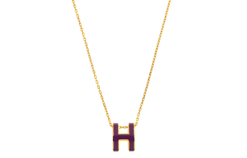 HERMES POP H Metal Necklaces Women's Purple