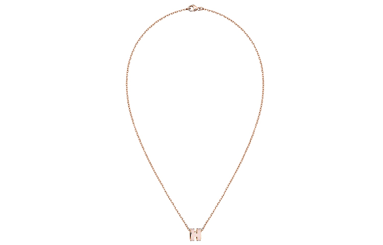 Женское колье Hermes Mini Pop H (/candy pink, розовое золото) — фото 2