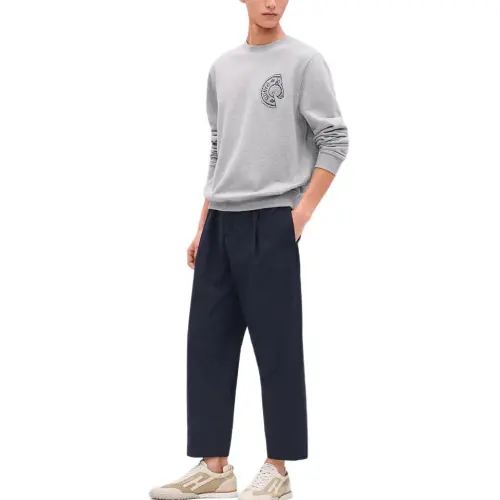 HERMES Casual Pants Men's Blue Moderate Straight Fit Pants