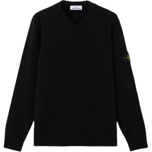Stone Island v-neck logo-patch sweater