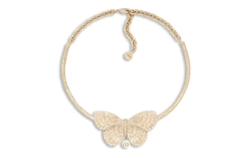 DIOR Metal, Resin, Pearl Necklaces Women's Matte Gold