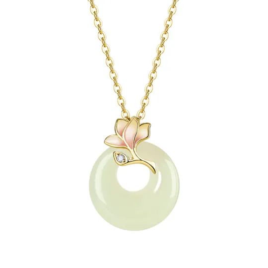 MAMADESHOUHU Necklaces Pale Greenish White Jade Women's