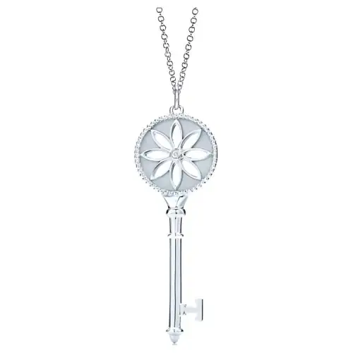 TIFFANY & CO. Keys 925 Sterling Silver With Diamond Necklaces Unisex Silver