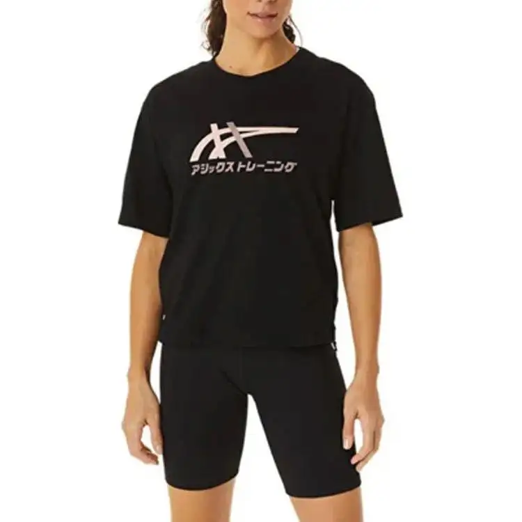 ASICS T Shirts Women's Black Crew Neck Moderate