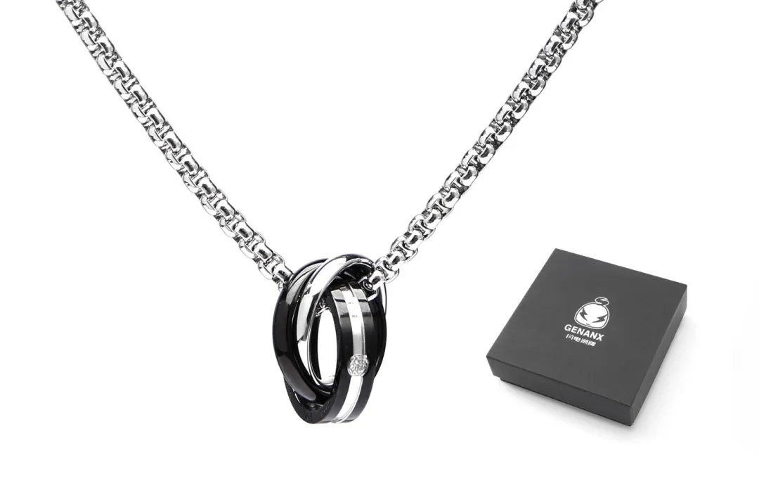 GENANX Titanium Steel Necklaces Unisex Silver White