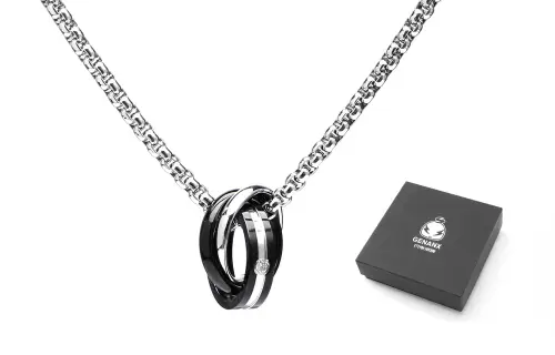 GENANX Titanium Steel Necklaces Unisex Silver White