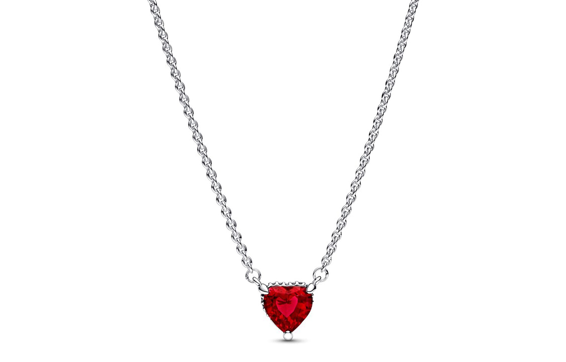 Pandora Pandora, sophisticated fashionable synthesized necklace heart shaped, silver 925 sample