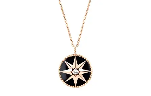 DIOR Rose Des Vents 18K Gold, Diamond, Onyx Necklaces Women's Black