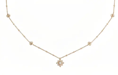 GUCCI GG 18K Gold Diamond Necklaces Unisex Rose Gold