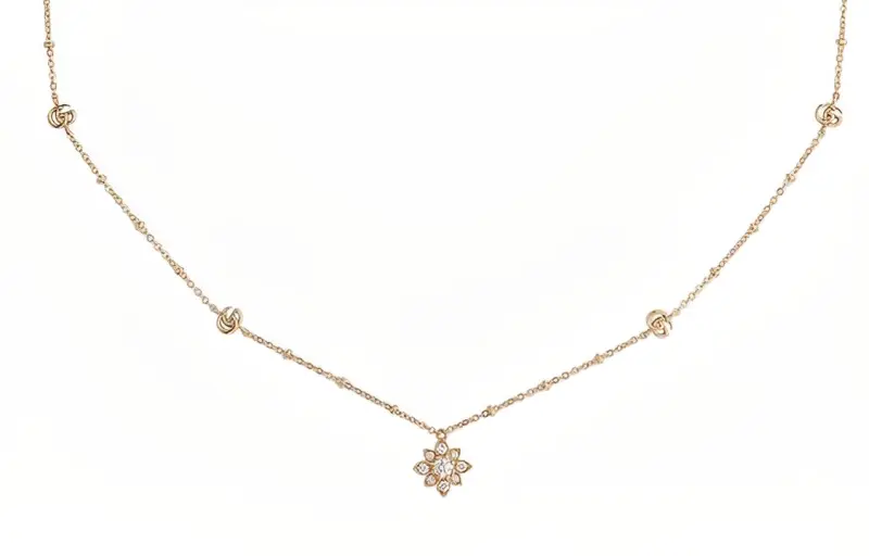 GUCCI GG 18K Gold Diamond Necklaces Unisex Rose Gold