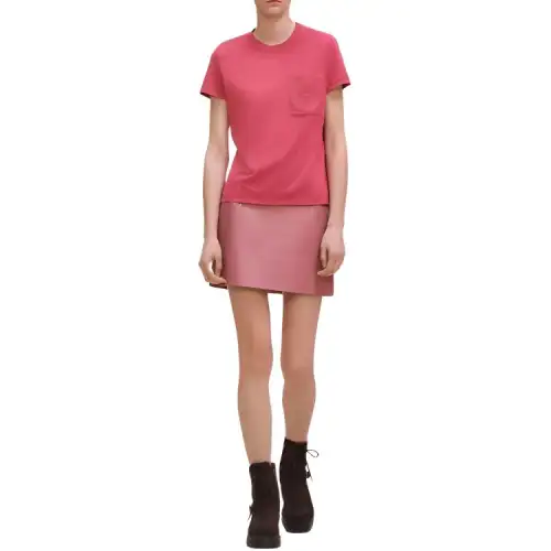 HERMES T Shirts Women's Pink Crew Neck Moderate Straight Fit
