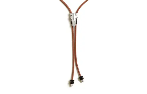 HERMES Destrier Ox Horn Leather Metal Palladium Plated Necklaces Men's Brown