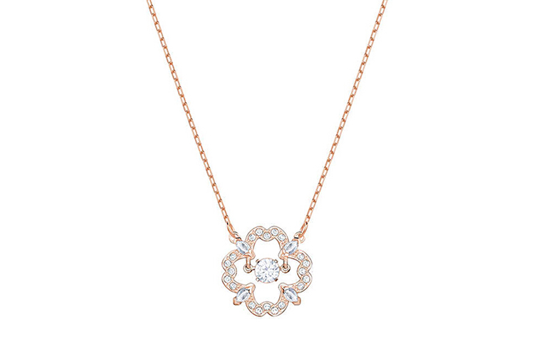 Swarovski, golden necklace, pink gold