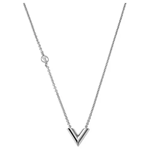 LOUIS VUITTON ESSENTIAL V Palladium Brass Necklaces Women's Silver
